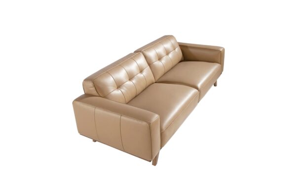 Sofá de 3 lugares em pele capitonê 6120 com estrutura em madeira de nogueira e design moderno | Moveistore