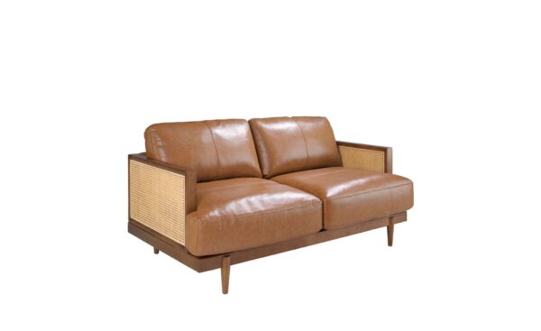 Sofá de 2 lugares em pele castanha Freddie 6176 com design moderno e elegante | Moveistore