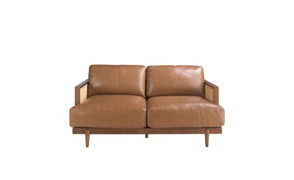 Sofá de 2 lugares em pele castanha Freddie 6176 com design moderno e elegante | Moveistore