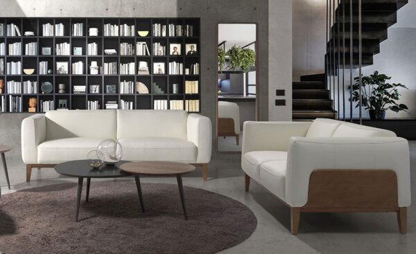 Sofá de 2 lugares em pele branca Jarreau 6118 com design moderno e elegante | Moveistore