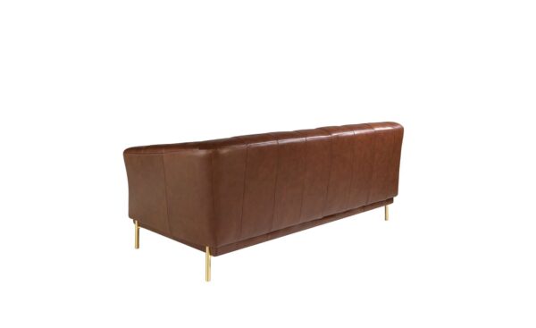 Sofá de 2 lugares em pele Michel 6139 com pés em aço inoxidável dourado e design moderno | Moveistore
