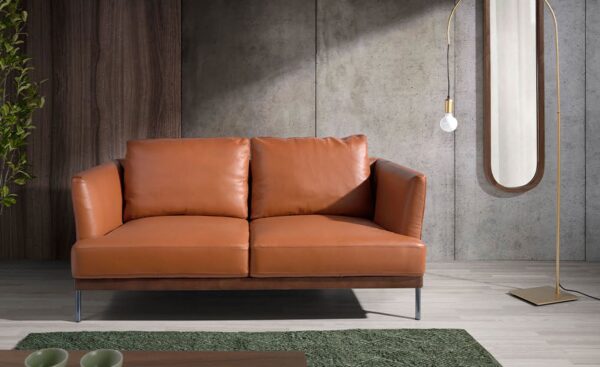 Sofá de 2 lugares em pele Parker 6170 com design moderno e sofisticado | Moveistore