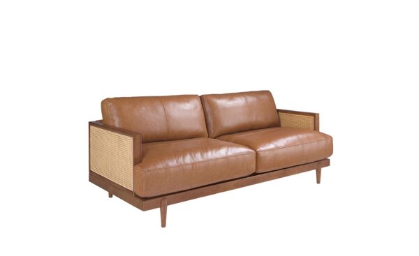 Sofá de 3 lugares em pele castanha Freddie 6177 com design moderno e elegante | Moveistore