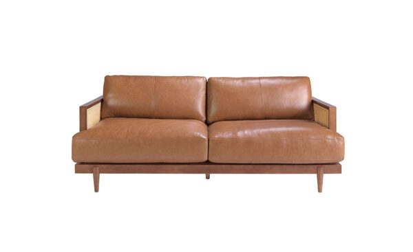 Sofá de 3 lugares em pele castanha Freddie 6177 com design moderno e elegante | Moveistore