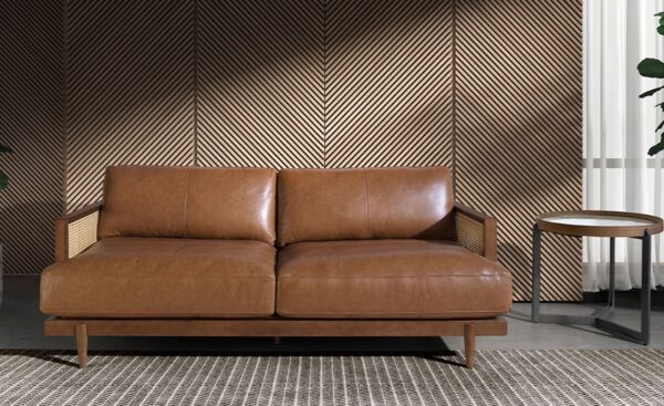 Sofá de 3 lugares em pele castanha Freddie 6177 com design moderno e elegante | Moveistore