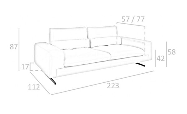 Sofá de 3 lugares em pele Casablanca 6142 com design moderno e elegante | Moveistore