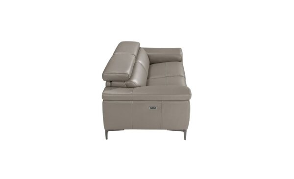 Sofá de 3 lugares em pele com relax Claudine 6122 com pés em aço inoxidável escurecido e design moderno | Moveistore