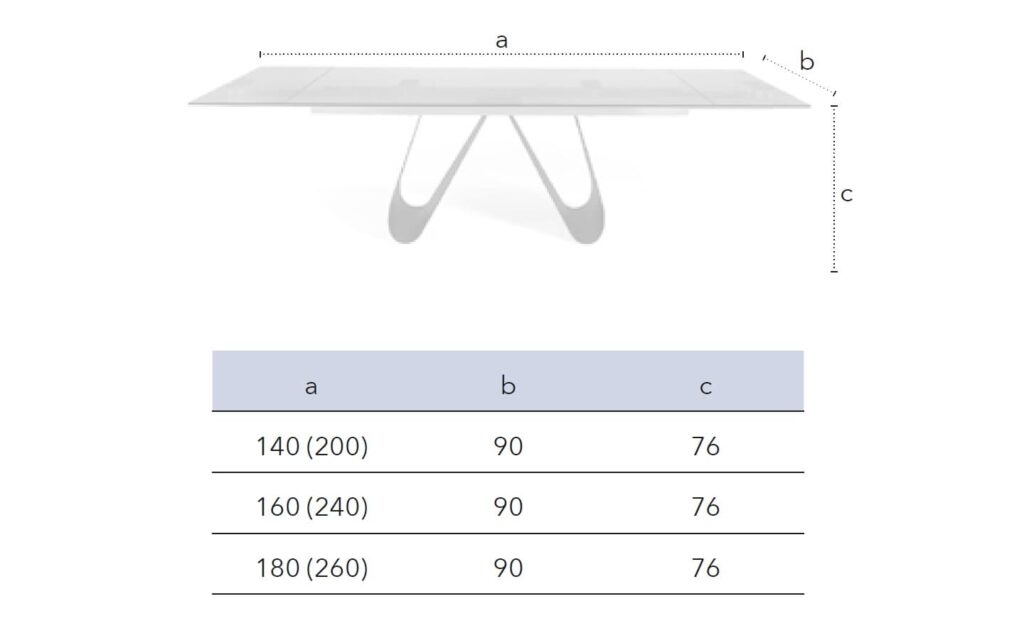 Mesa de Jantar Extensível Papallona Glass com tampo de vidro temperado e pés em metal | Moveistore