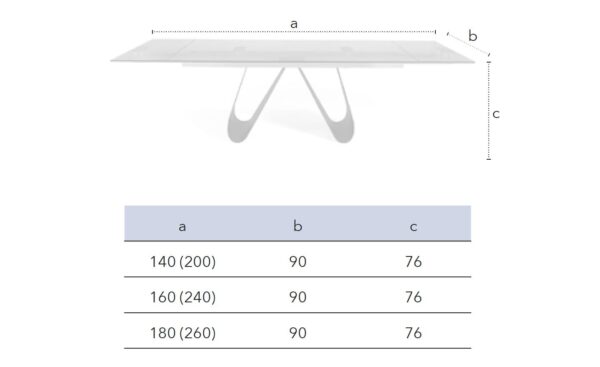 Mesa de Jantar Extensível Papallona Glass com tampo de vidro temperado e pés em metal | Moveistore