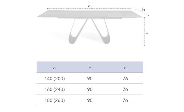 Mesa de Jantar Extensível Papallona Keramic com tampo porcelánico e pés em metal | Moveistore