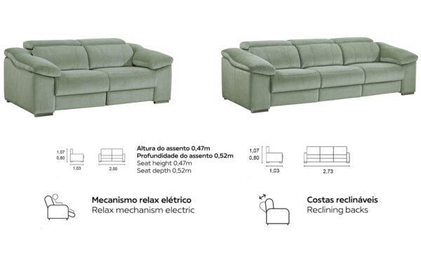 Conjunto de Sofás Alvin com relax elétrico e costas reclináveis | Sofás Relax | Moveistore