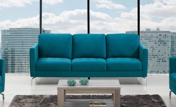 Conjunto de Sofás Robbie 3+2 Lugares em azul petróleo, com design moderno e compacto