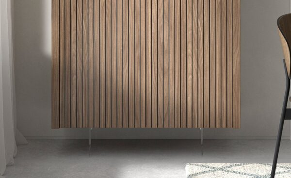 Móvel Auxiliar New Royal 214 com acabamento ripado, amplo espaço interno e design moderno e elegante | Moveistore