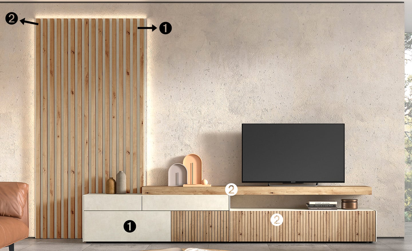 Móvel de TV com Painel Ripado New Royal 218