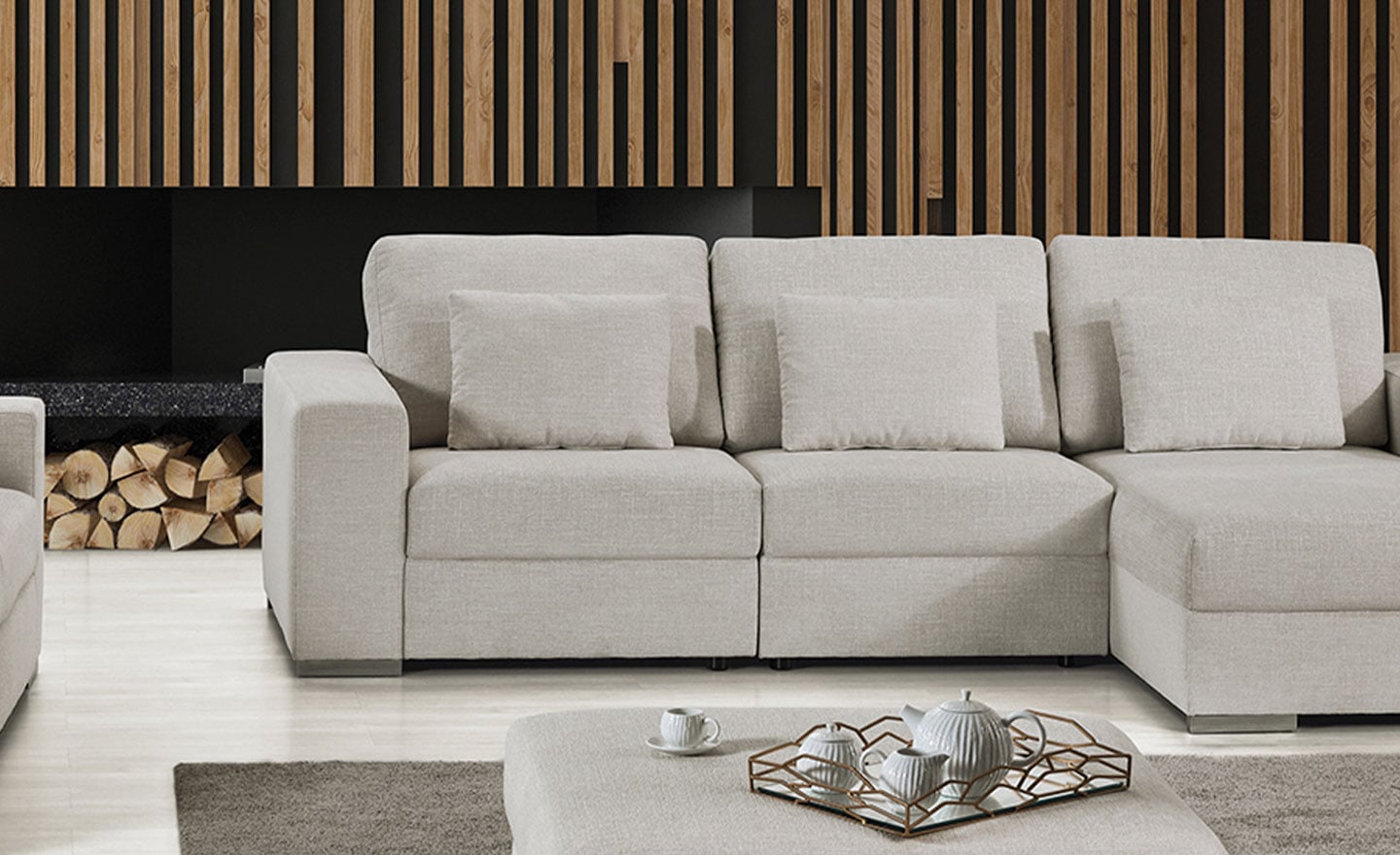Sofá Chaise Longue Karol em Sala Moderna