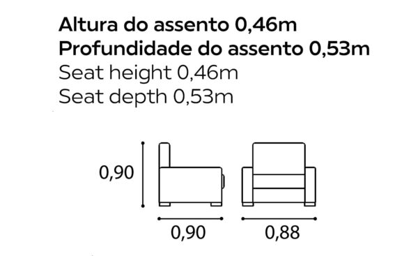 Sofá de 1 Lugar Robbie com pernas cromadas e design minimalista | Moveistore