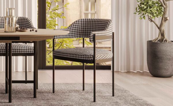 Cadeira de Metal Pietra com pés dourados ou pretos e assento estofado confortável | Moveistore