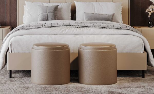 Cama de Casal Pietra 16 com cabeceira frisada e pés metálicos dourados ou pretos | Moveistore