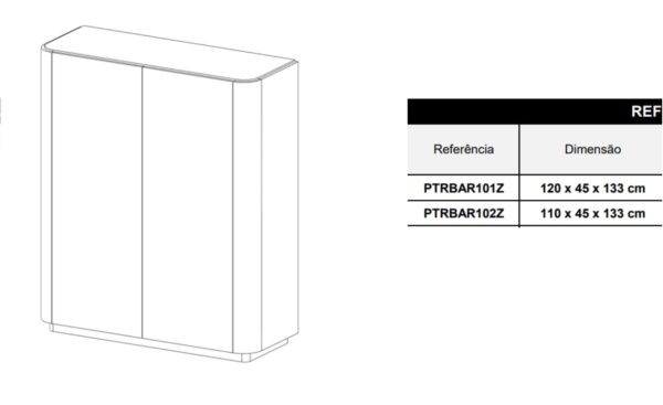 Móvel Bar Pietra 07 com estrutura arredondada, portas discretas e acabamento em madeira natural | Moveistore