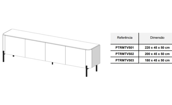 Móvel de TV Pietra 06 com tampo espaçoso, pés dourados e acabamento contemporâneo | Moveistore