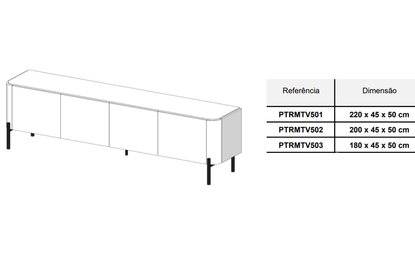 Móvel de TV Pietra 06 – Estilo Moderno com Espaço de Arrumação Integrado