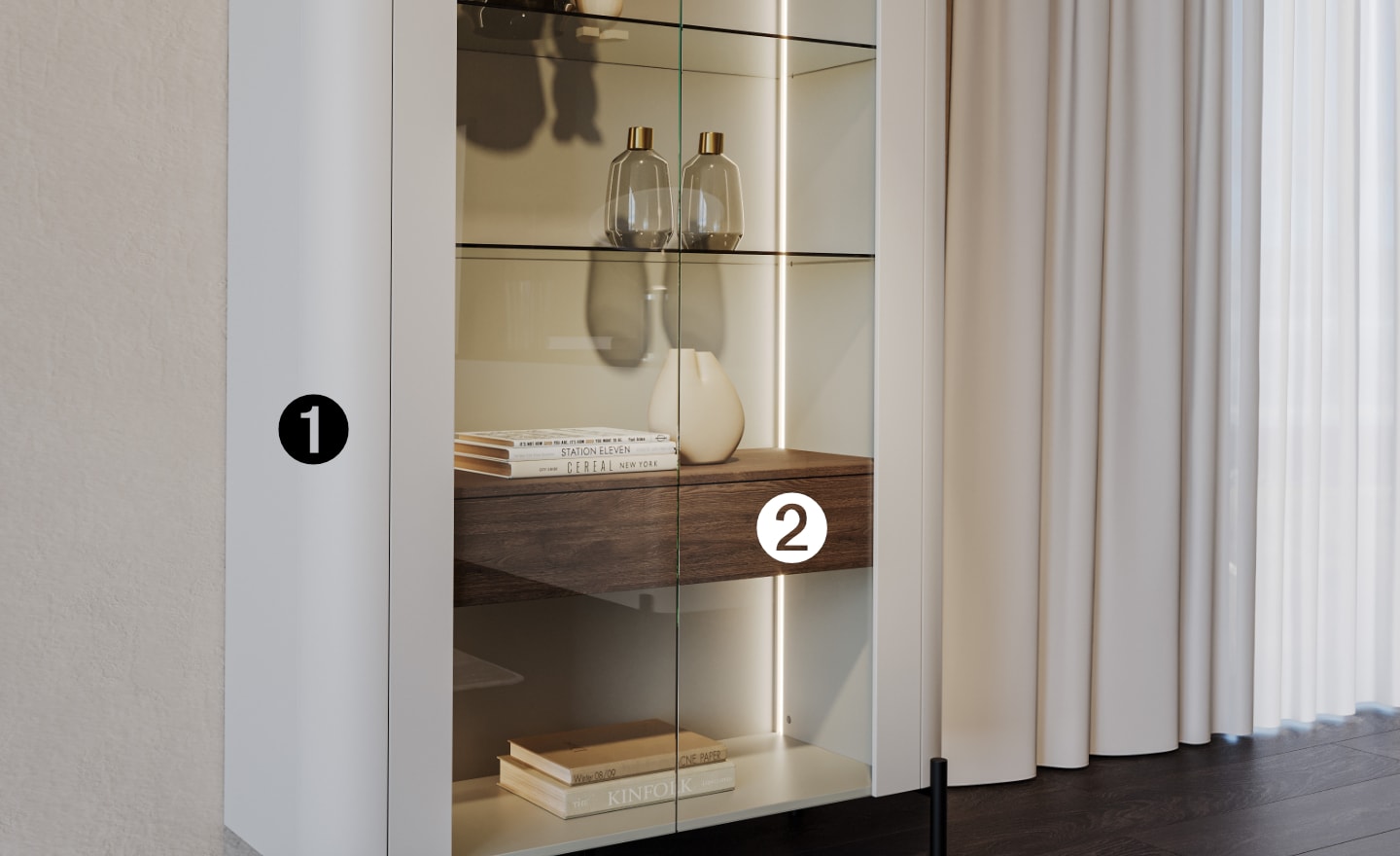 Vitrine Alta Pietra 02 – Design Contemporâneo para Exposição Decorativa