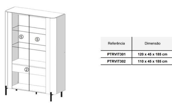 Vitrine Alta Pietra 02 com portas em vidro e estrutura elegante em acabamento lacado | Moveistore