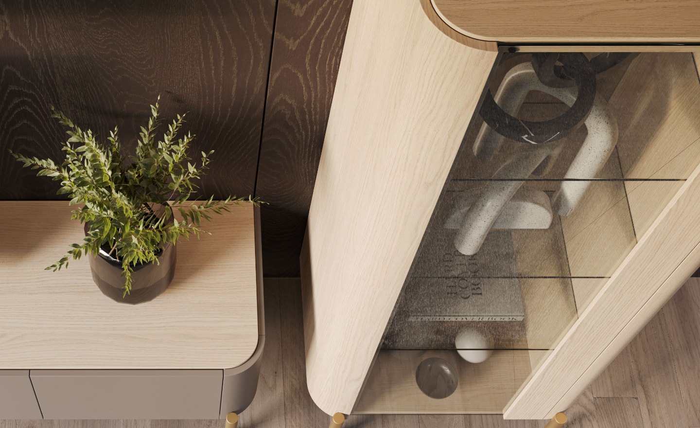 Vitrine Alta Pietra 06 – Elegância Vertical com Iluminação Decorativa