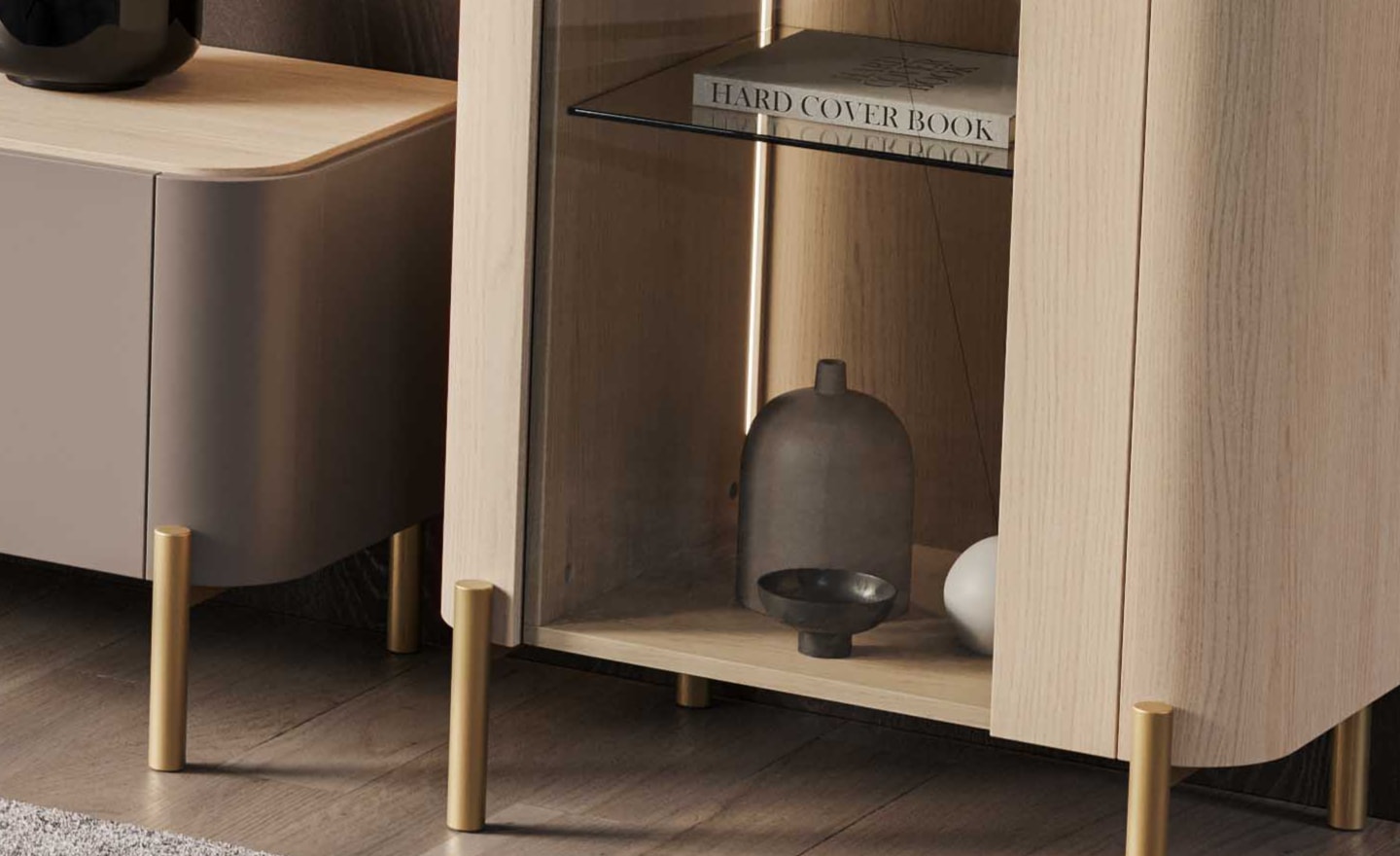 Vitrine Alta Pietra 06 – Elegância Vertical com Iluminação Decorativa