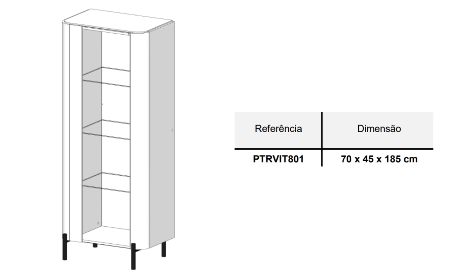 Vitrine Alta Pietra 06 – Elegância Vertical com Iluminação Decorativa