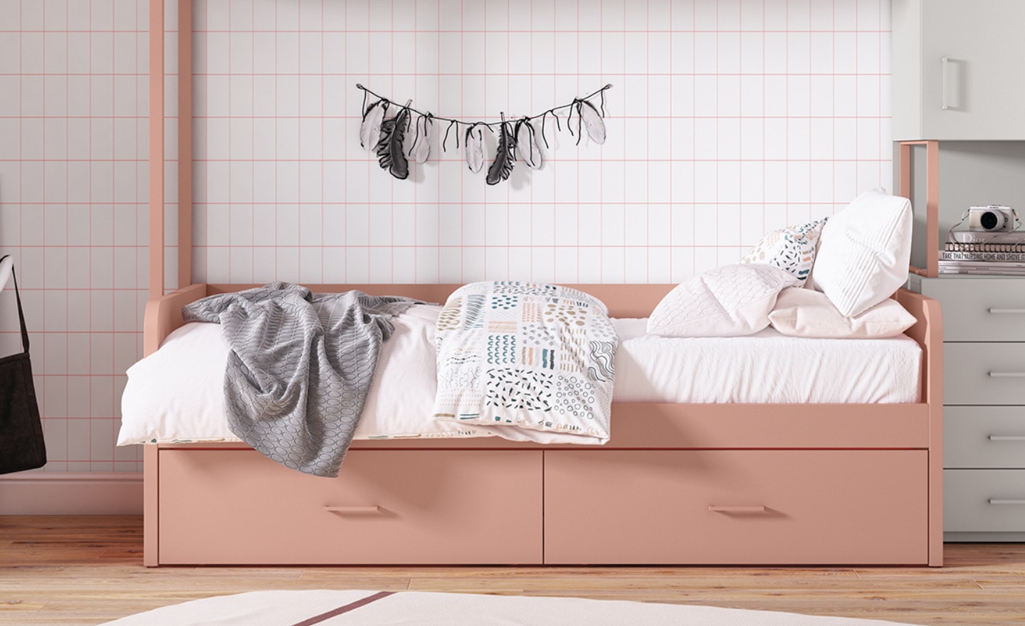 Cama Nido Sonrie 10 com duas gavetas inferiores de extração suave | Moveistore