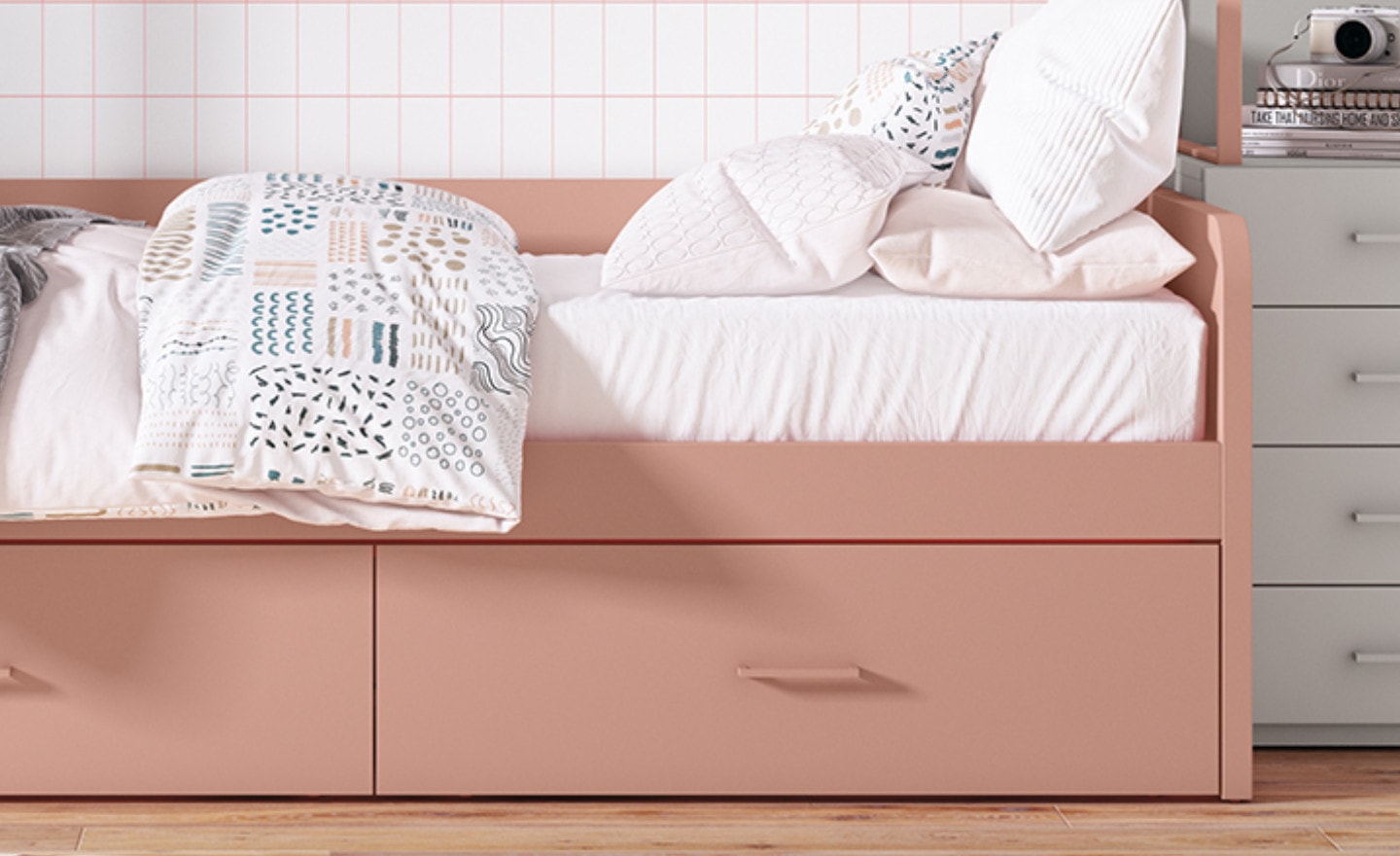 Cama Nido Sonrie 10 com duas gavetas inferiores de extração suave | Moveistore