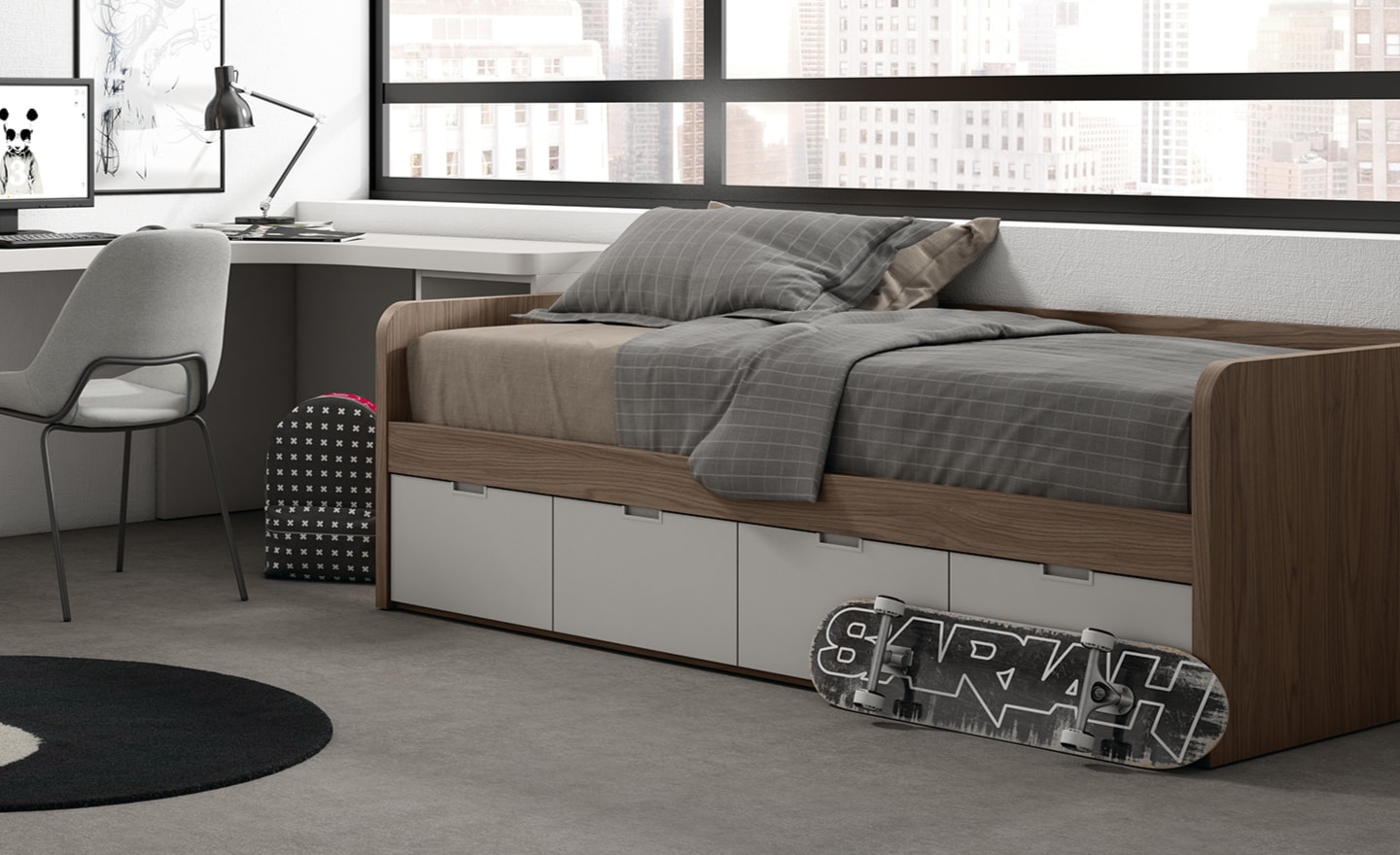 Cama Nido Base 19 Sonrie 12 com 4 gavetas embutidas e estrutura segura para quartos de jovens | Moveistore