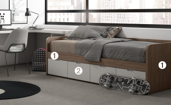 Cama Nido Base 19 Sonrie 12 com 4 gavetas embutidas e estrutura segura para quartos de jovens | Moveistore