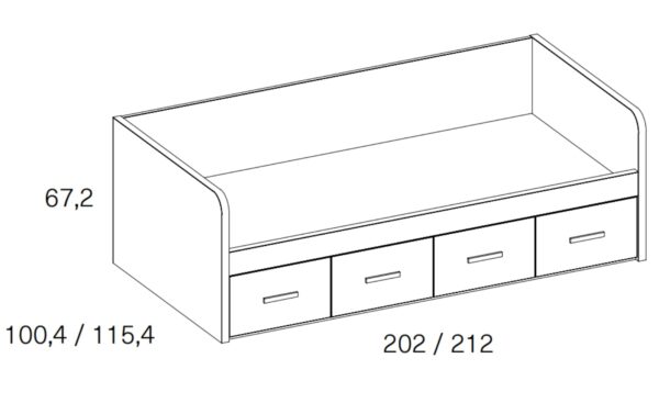Cama Nido Base 19 Sonrie 12 com 4 gavetas embutidas e estrutura segura para quartos de jovens | Moveistore