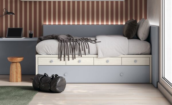 Compacto 45 Base 35 Sonrie 30 com cama de arrasto, gavetas e iluminação LED | Moveistor