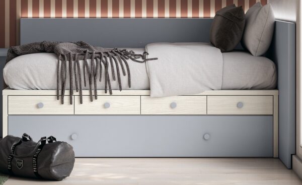 Compacto 45 Base 35 Sonrie 30 com cama de arrasto, gavetas e iluminação LED | Moveistor