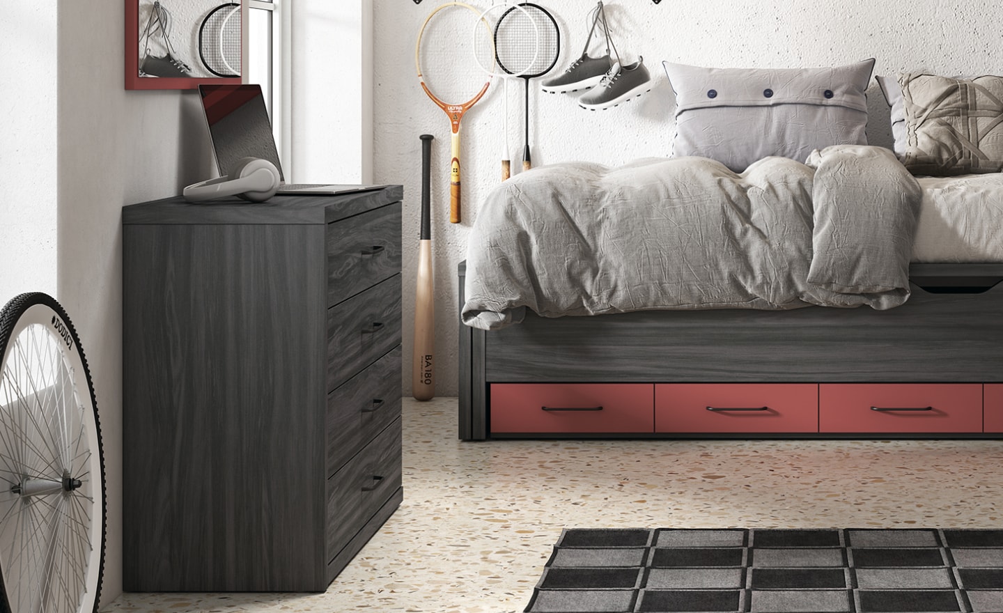 Cómoda com Secretária Extensível Sonrie 31 com 4 gavetas e tampo deslizante | Moveistore