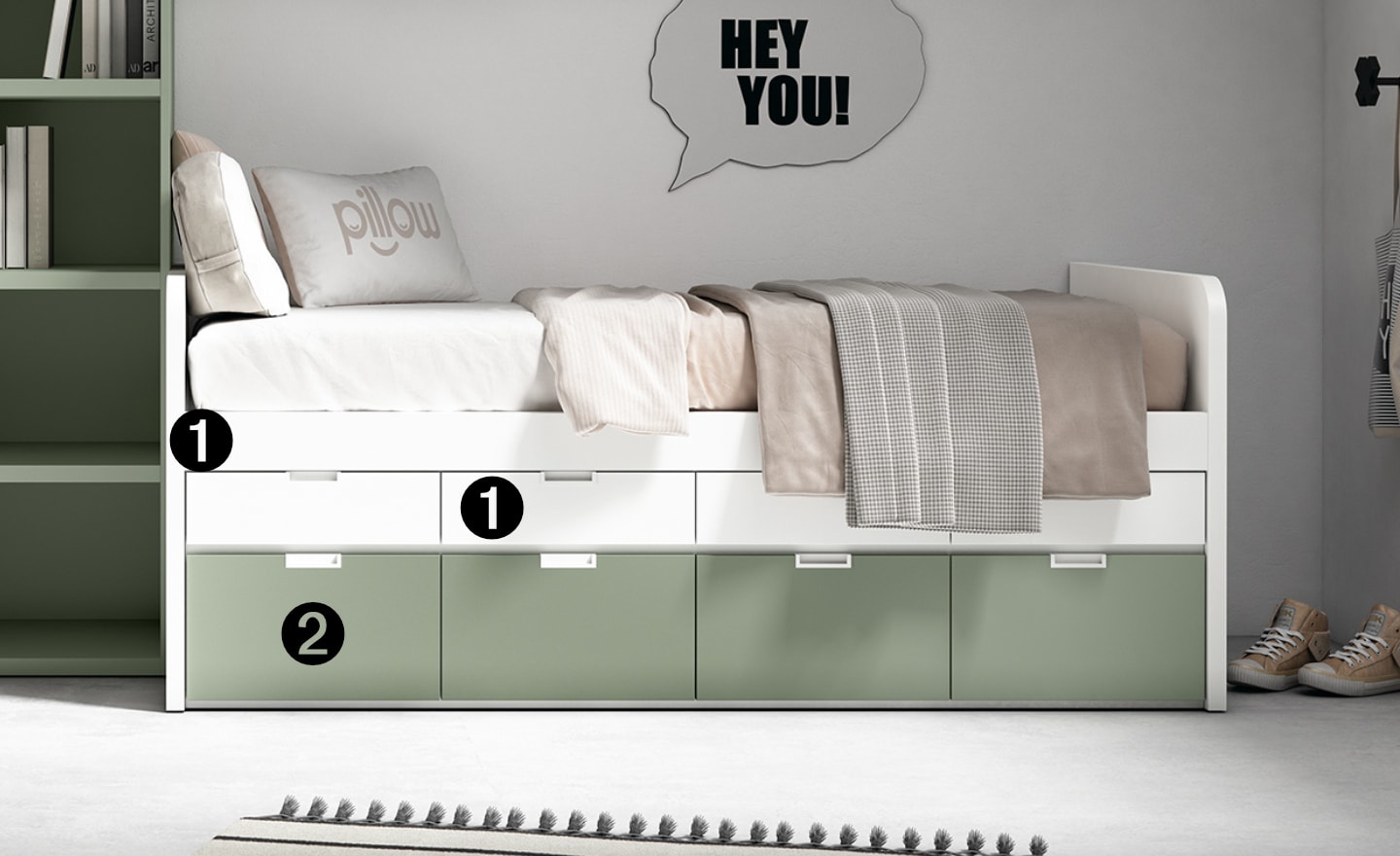 Compacto 45 Sonrie 23 com gavetas superiores e gavetões inferiores de grande capacidade | Moveistore