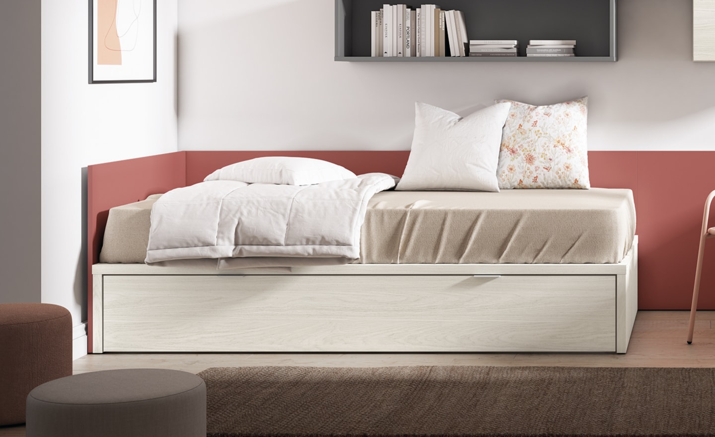 Compacto Base 35 Sonrie 13 com cama extra e painéis traseiros para ambiente juvenil | Moveistore