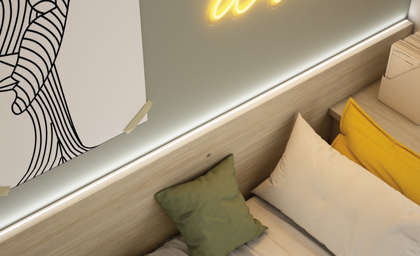 Quarto Juvenil Sonrie 14 com cama nido, secretária, roupeiro e módulo com espelho | Moveistore