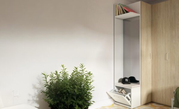 Quarto Juvenil Sonrie 14 com cama nido, secretária, roupeiro e módulo com espelho | Moveistore