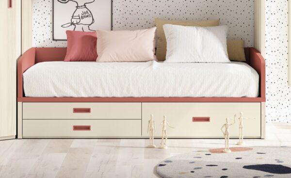 Quarto de Criança Sonrie 15 com cama com gavetas, secretária rebatível e roupeiro de canto | Moveistore