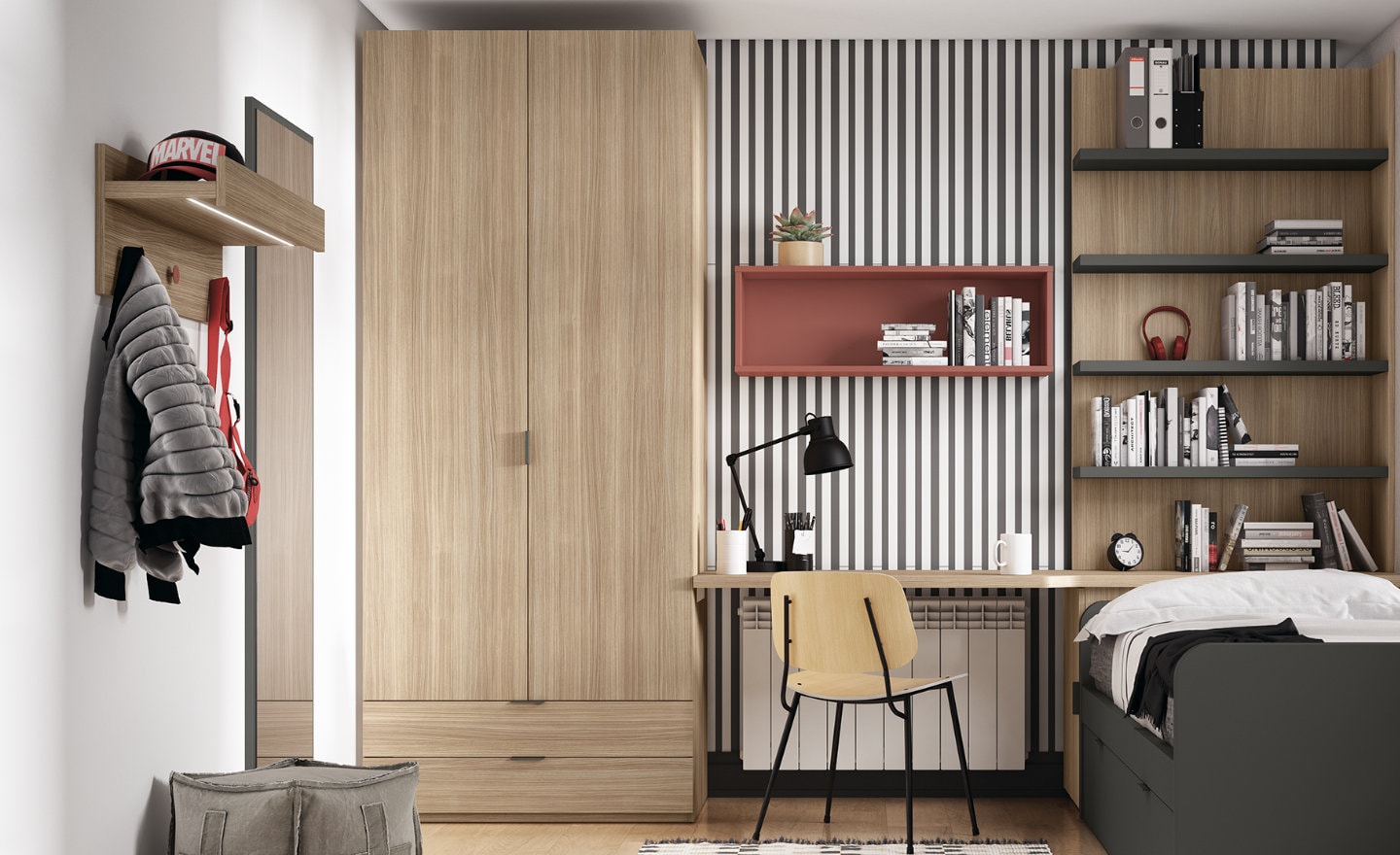 Roupeiro 2 Portas 2 Gavetas Sonrie 3 com espaço de pendurar, prateleiras e estrutura resistente | Moveistore