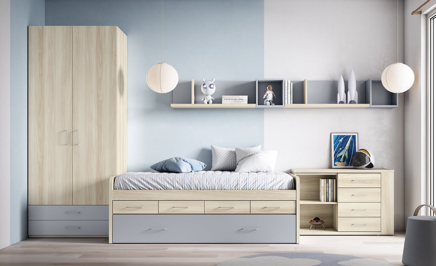 Roupeiro 2 Portas 2 Gavetas Sonrie 3 com espaço de pendurar, prateleiras e estrutura resistente | Moveistore