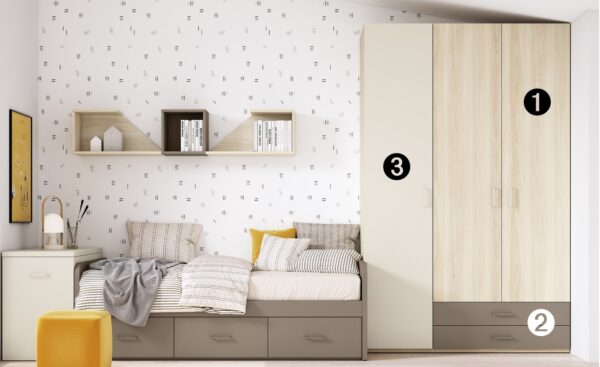 Roupeiro 3 Portas 2 Gavetões Sonrie 7 com espaço de arrumação versátil | Moveistore