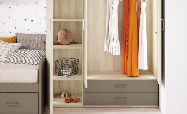 Roupeiro 3 Portas 2 Gavetões Sonrie 7 com espaço de arrumação versátil | Moveistore