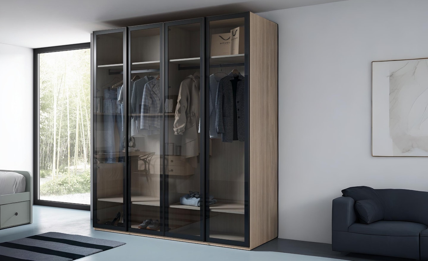 Roupeiro 4 Portas de Vidro Sonrie 8 com interior funcional e design sofisticado | Moveistore