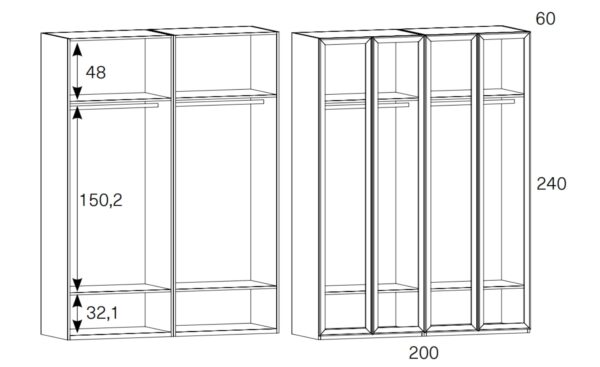 Roupeiro 4 Portas de Vidro Sonrie 8 com interior funcional e design sofisticado | Moveistore