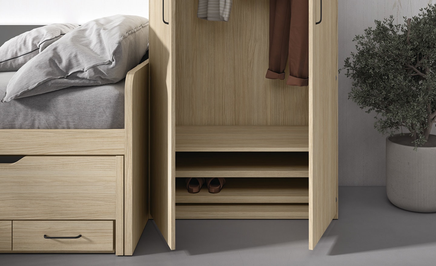 Roupeiro 2 Portas Sonrie 2 – Organização Vertical com Estilo Contemporâneo